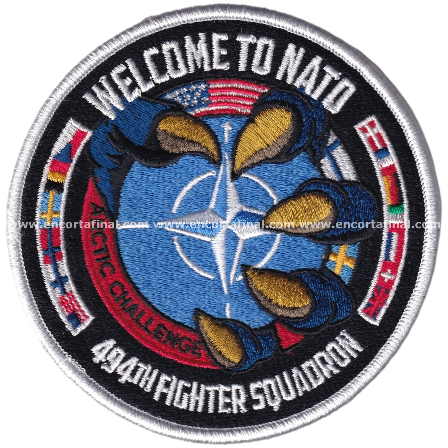 United States Air Force (USAF) Patch - 494th Fighter Squadron - Welcome To NATO - McDonnell Douglas F-15 Eagle