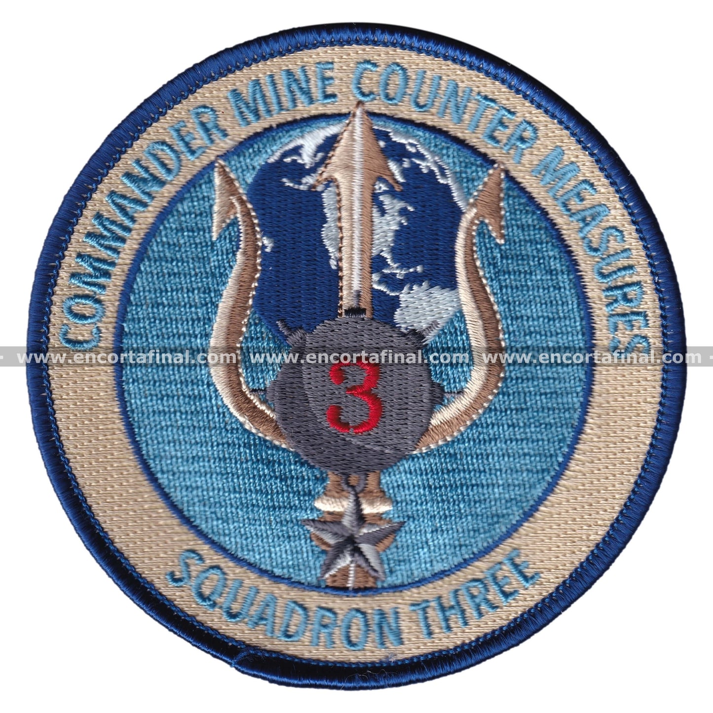 United States Navy Patch - Commander Mine Counter Measures - Squadron Three