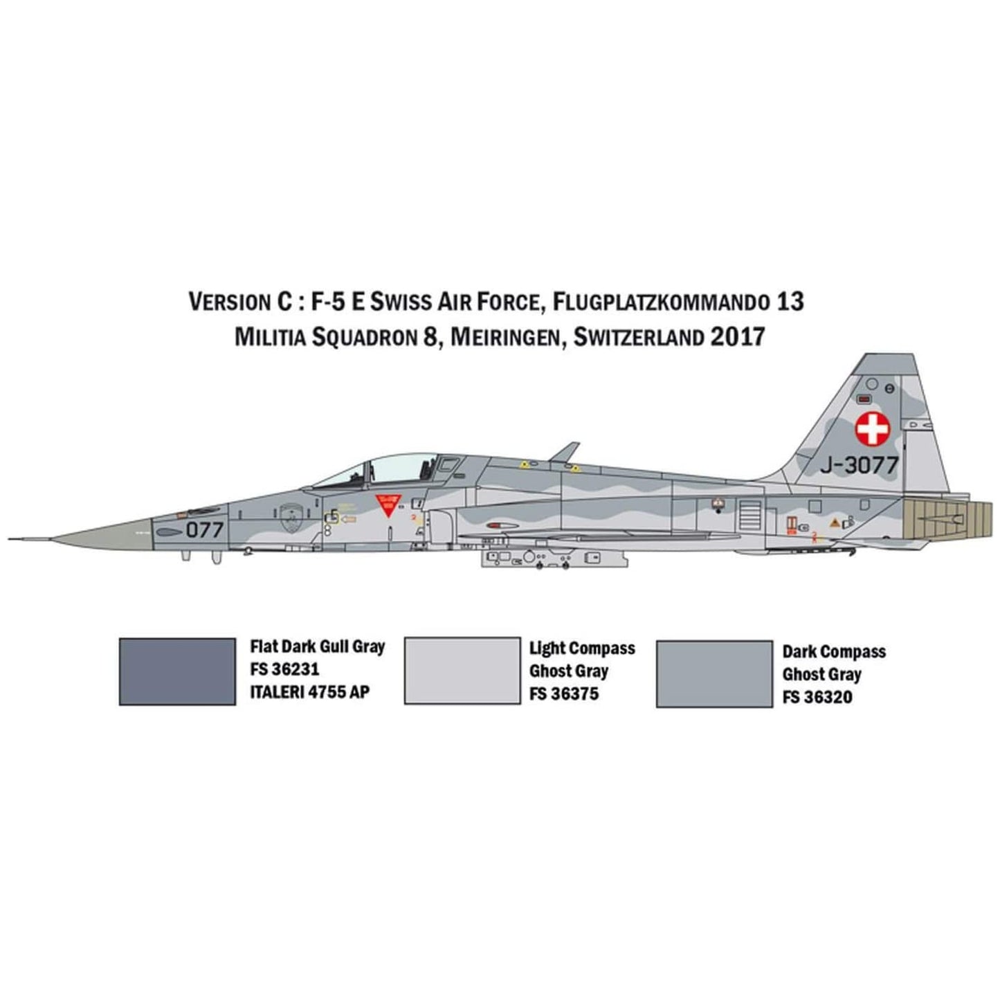 Maqueta de avion militar Italeri 1:72 F- 5E Swiss Air Force