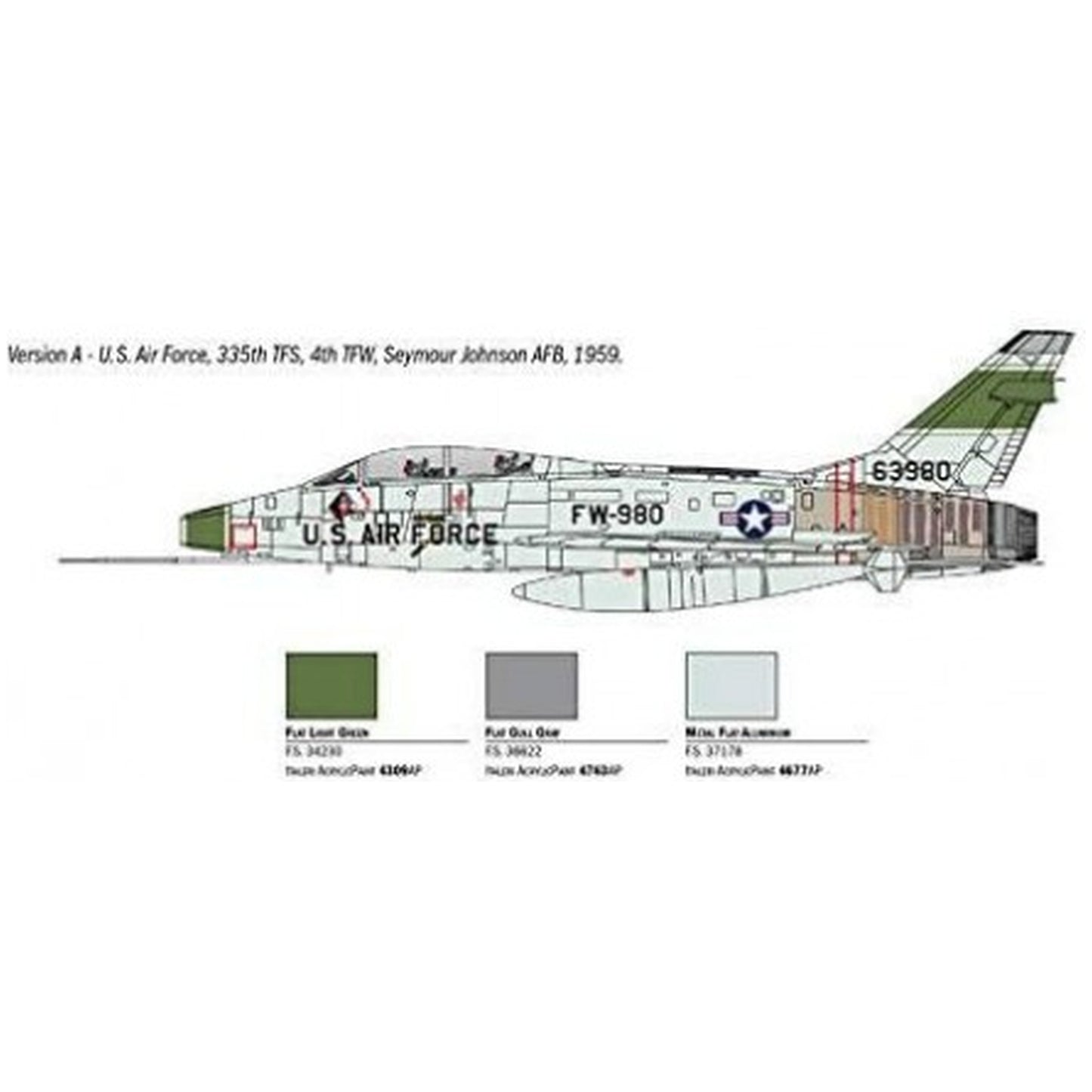Maqueta de avion militar Italeri F-100F Super Sabre - 1:72