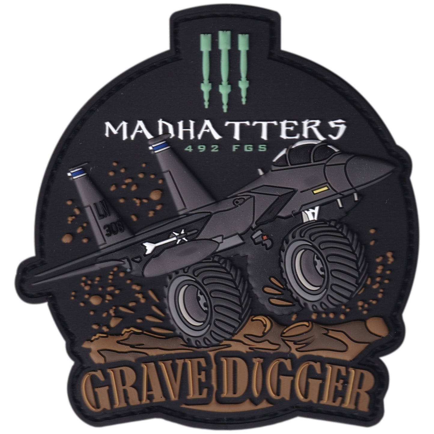 United States Air Forces Patch - 492nd Fighter Squadron - Madhatters - Grave Digger