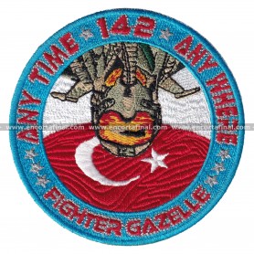 Parche Turkish Air Force - 142 Filo - Any Time - 142 - Any Where - Lockheed Martin F-16 Fighting Falcon