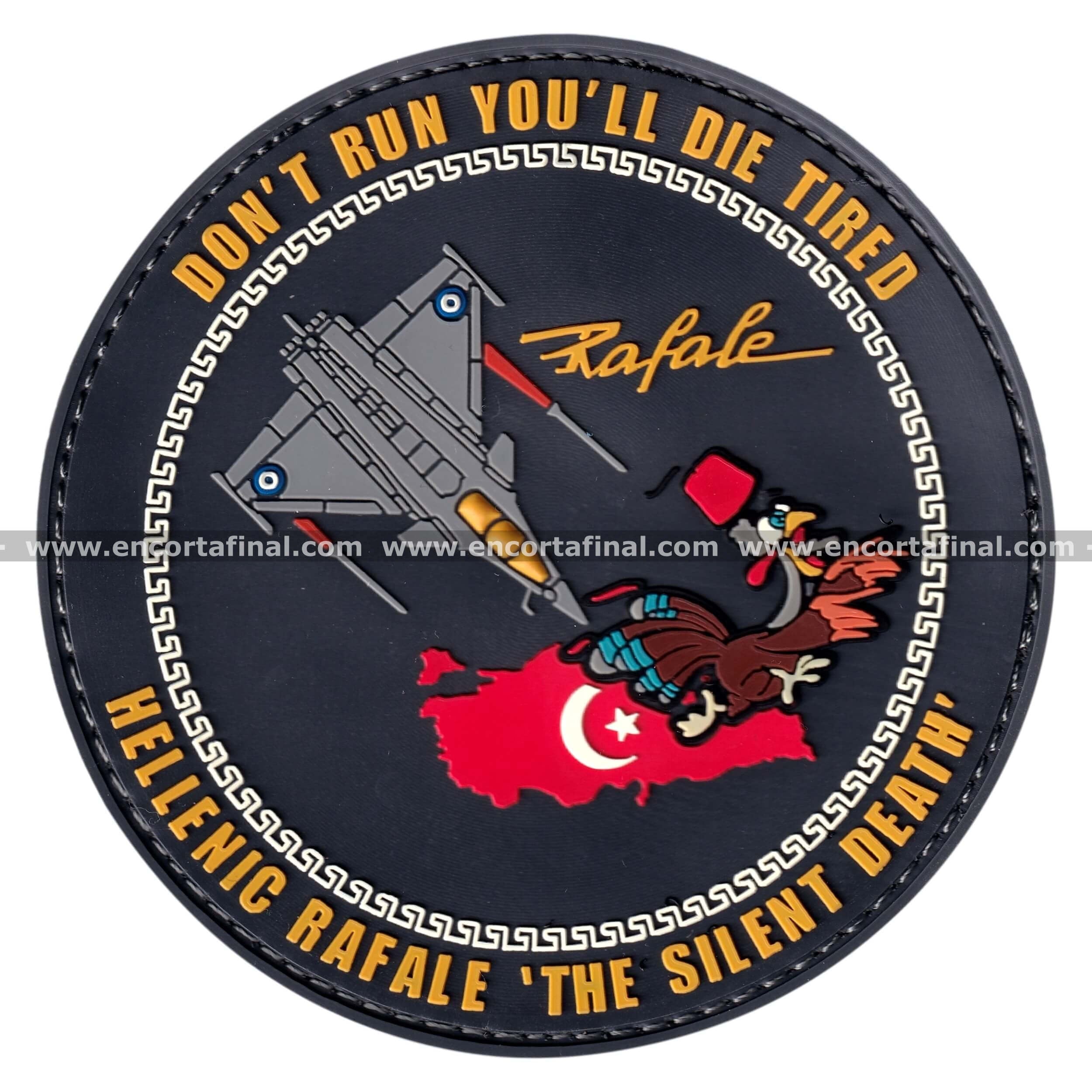 Hellenic Air Force Patch - Rafale - Don't Run You'll Die Tired -