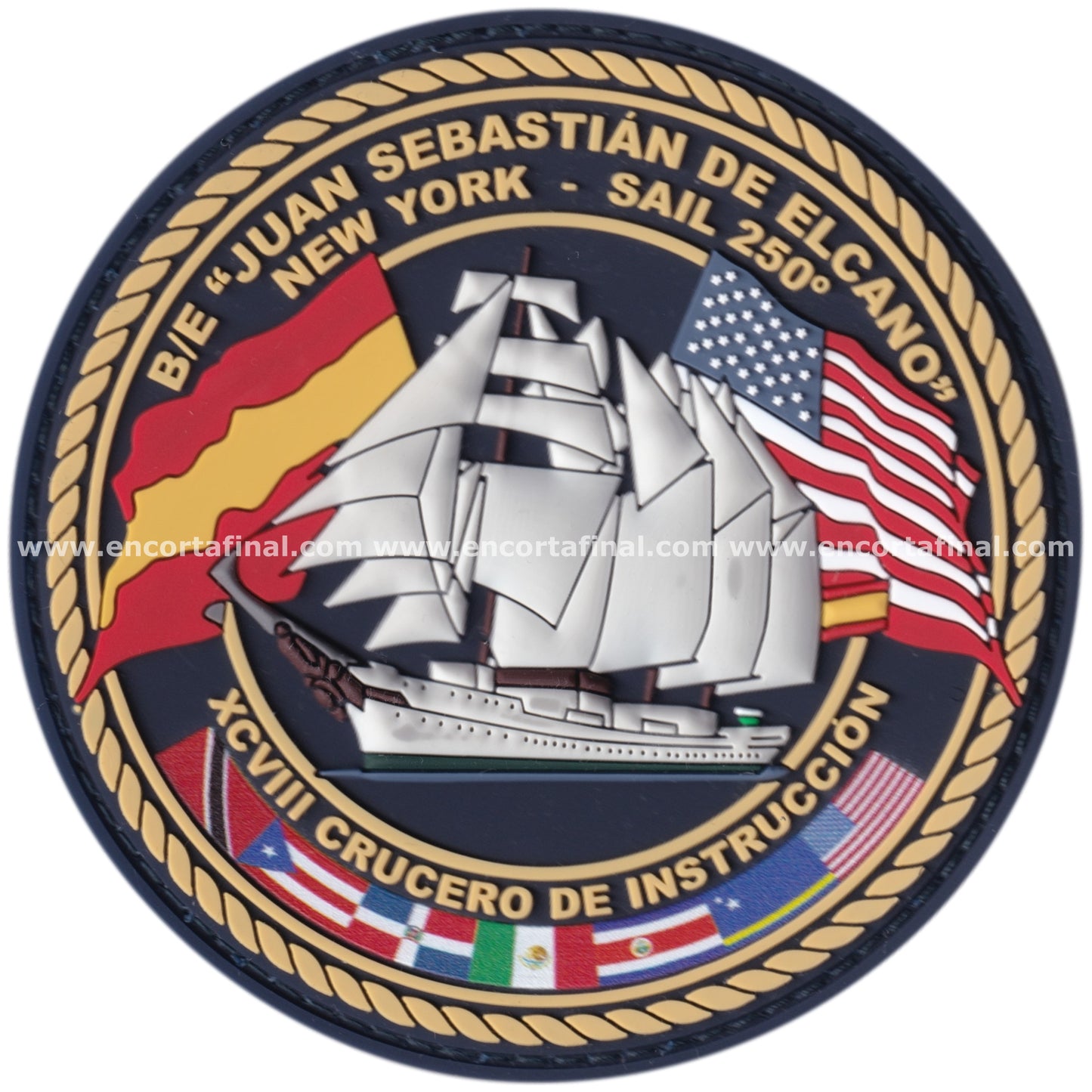 Parche Juan Sebastian de Elcano (A-71) - XCVIII Crucero de Instruccion - Sail 250 (1776-2026) - New York + Iman de regalo