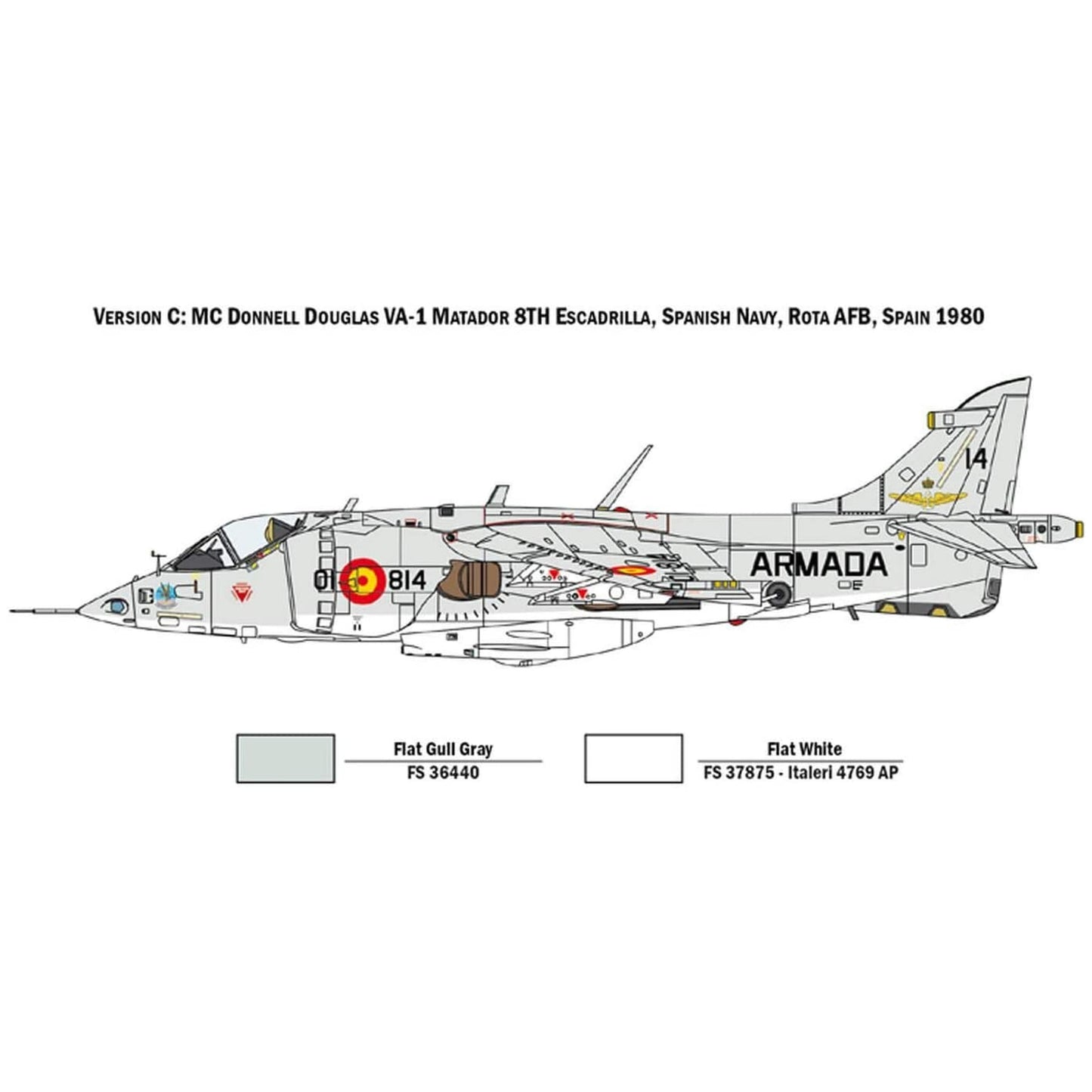 Italeri military aircraft model - AV-8A Harrier - 1:72 - Spanish Decals