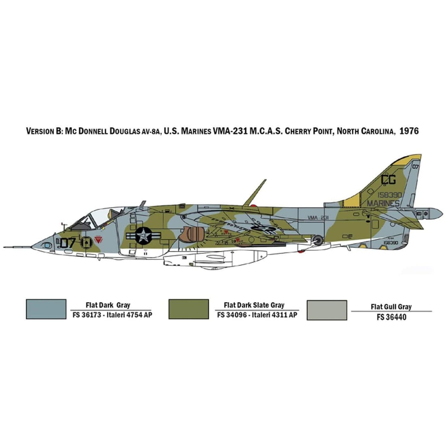 Italeri military aircraft model - AV-8A Harrier - 1:72 - Spanish Decals