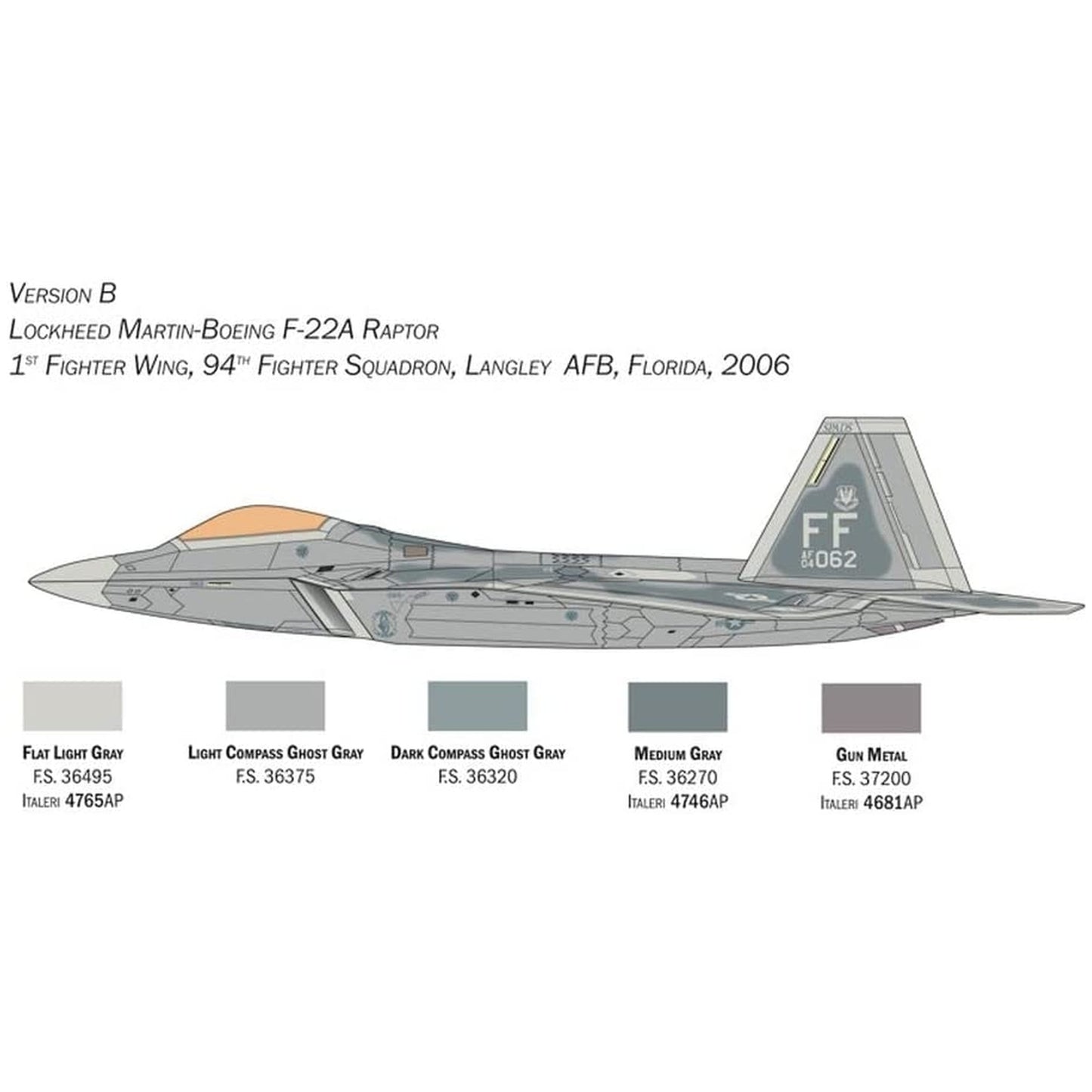 Maqueta de avion militar Italeri F-22 Raptor - 1:48