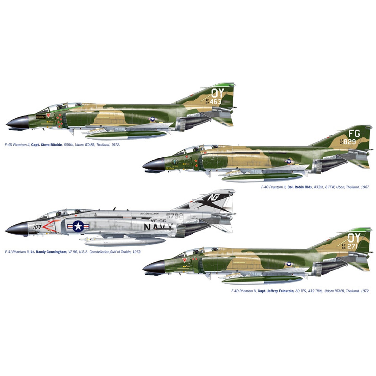 Maqueta de avion militar Italeri F-4 C/D/J Phantom Ii Aces - 1:72