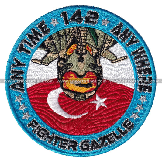 Parche Turkish Air Force - 142 Filo - Any Time - 142 - Any Where - Lockheed Martin F-16 Fighting Falcon