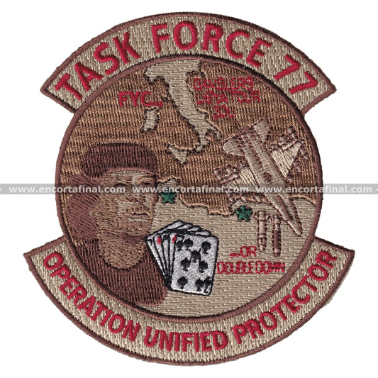 United States Air Force (USAF) Patch - Lockheed Martin F-16 Fighting Falcon - Task Force 77 - Operation Unified Protector