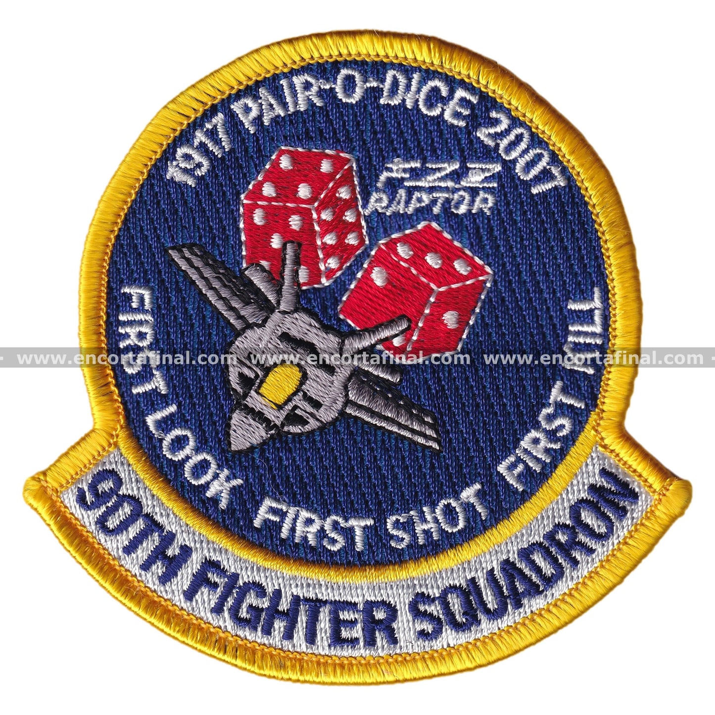 United States Air Force (USAF) Patch - Lockheed Martin F-22 Raptor - 90th Fighter Squadron - First look first shot first kill