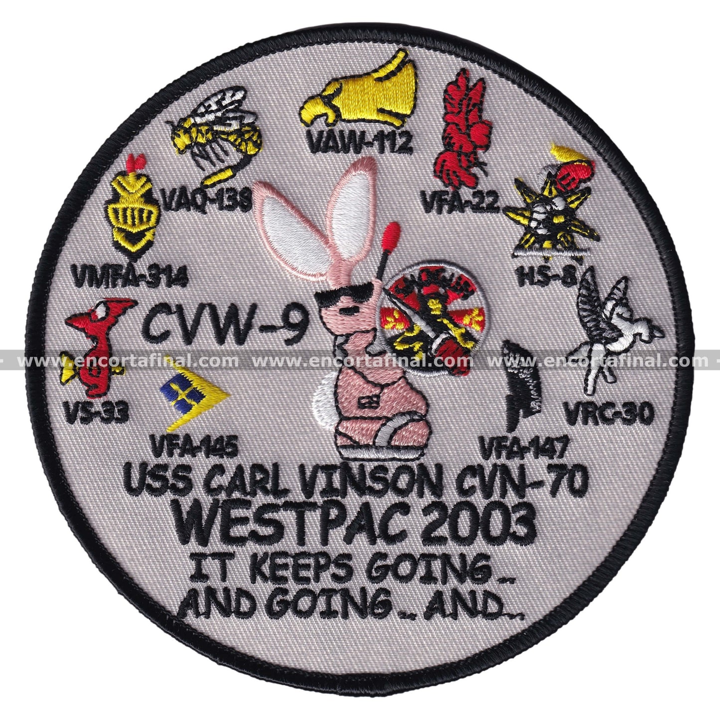 United States Air Force (USAF) patch - USS Carl Vinson CVN-70 - Westpac 2023 - It keeps going... and going... and---